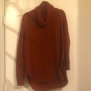 A New Day, cowl neck rust color long sweater